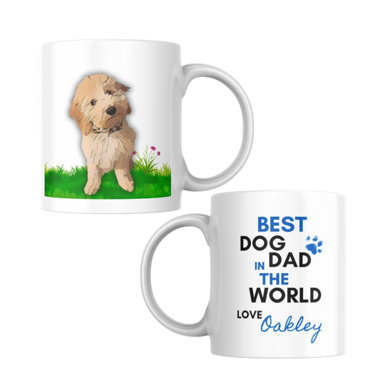 Personalised Dog Dad Mug with Custom Artwork